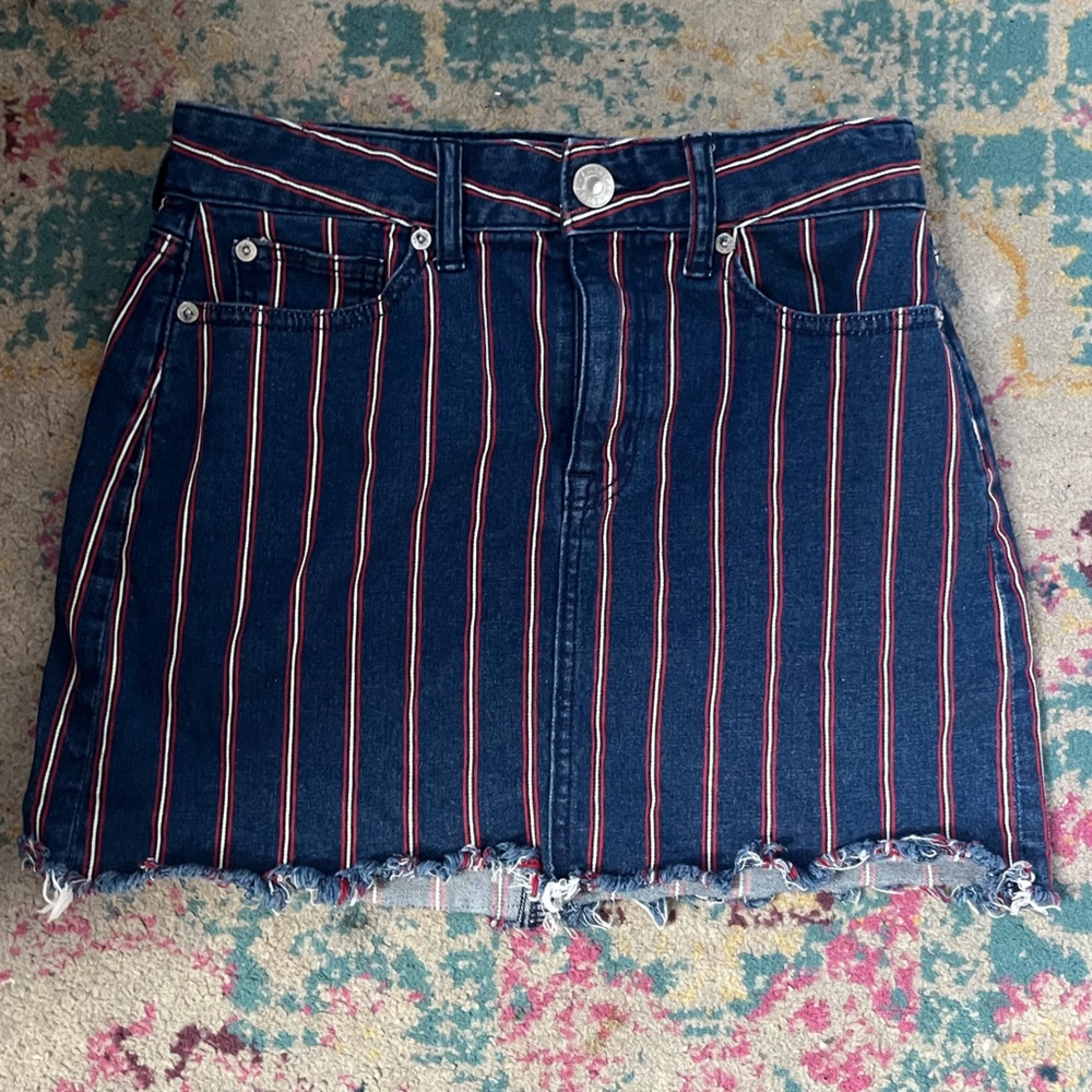 American Eagle Striped Denim Mini Skirt